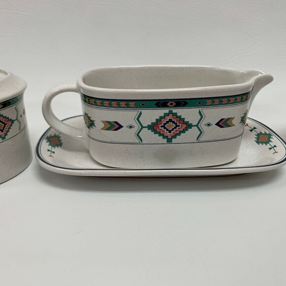 Studio Nova Adirondack Gravy Boat Creamer Sugar Bowl Mikasa Aztec Design Y2201 - Picture 4 of 8
